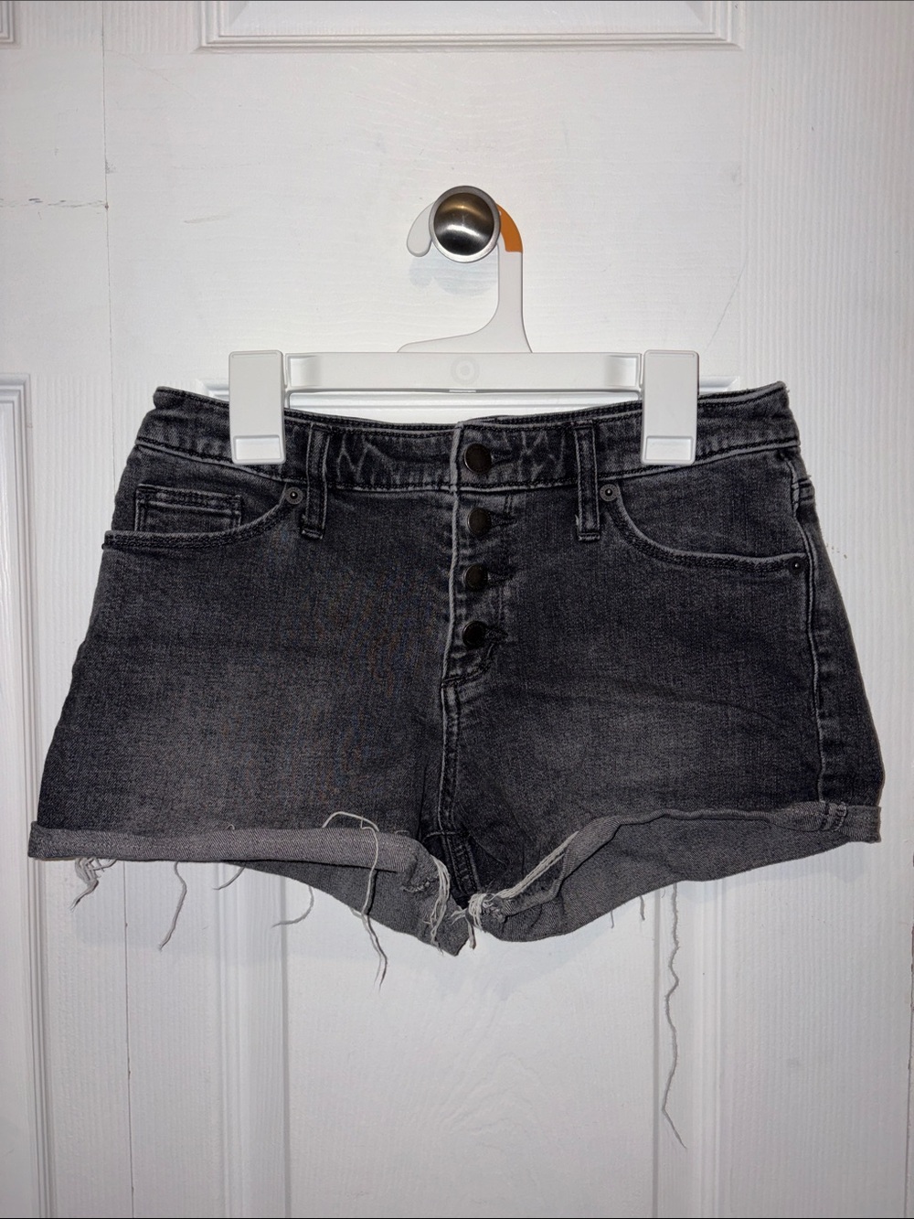 Universal Thread Charcoal High-Rise Button-Fly Jean Shorts